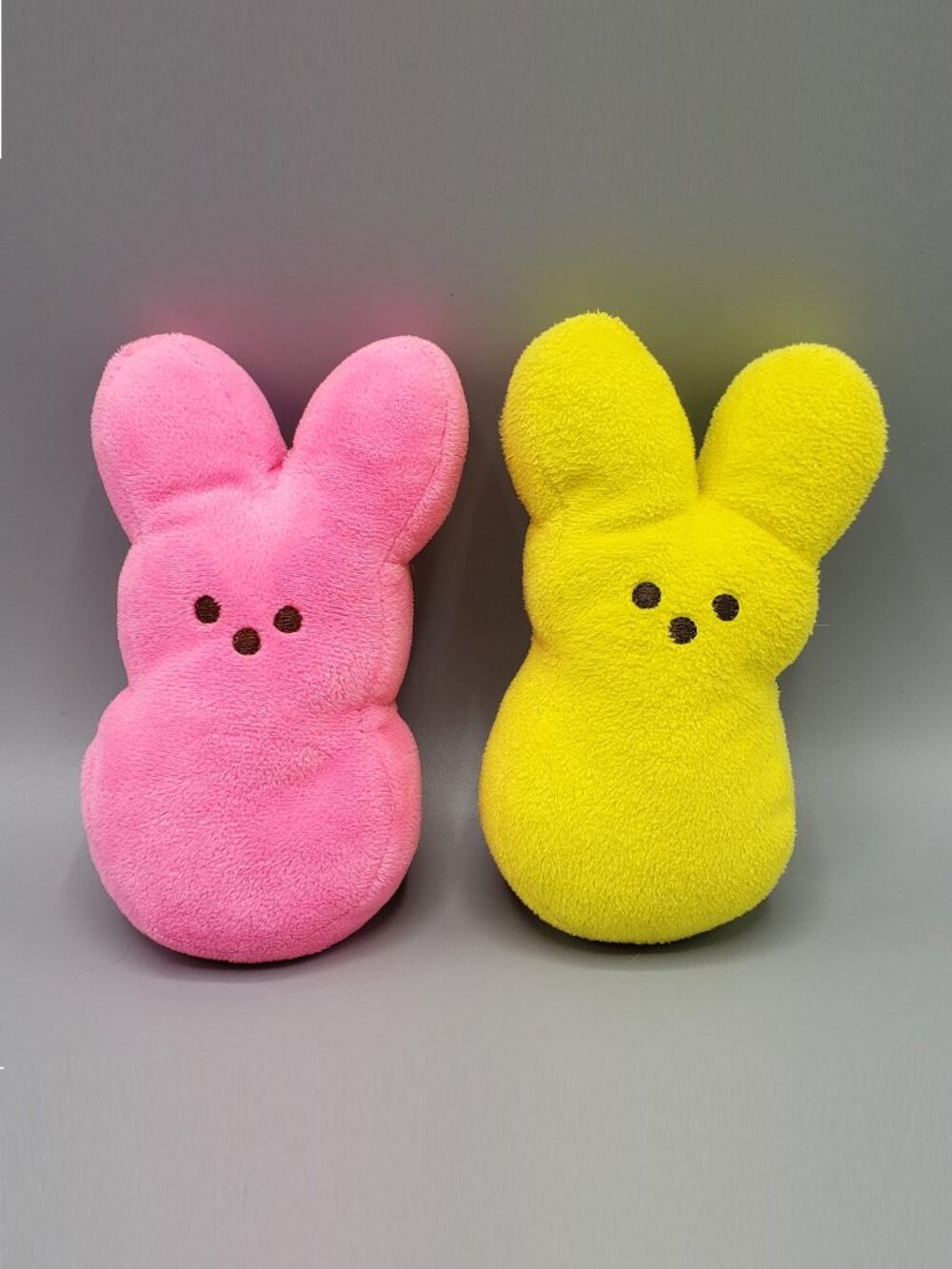 Lot of 2 Peeps Easter Bunny Rabbit Plush Pink Yellow 6" 2014 Stuffed Animal READ
